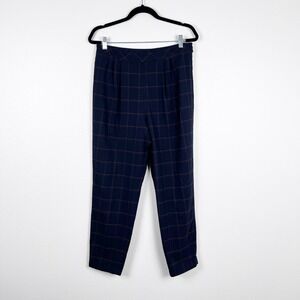 Free People Womens Navy Blue Plaid Straight Leg Pants OB669025 Size 10